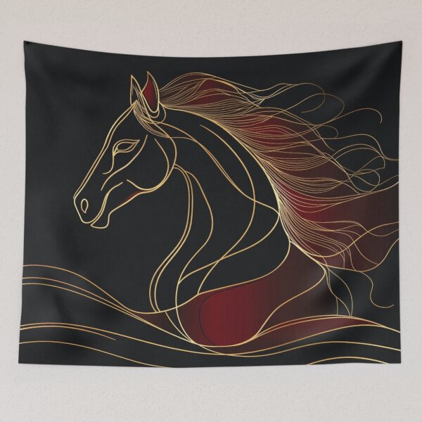 Item preview, Minimalistic 2026 Red Fire Horse Silhouette Elegant Curvature designed and sold by GrinGalore.