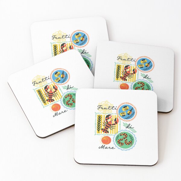 Item preview, Frutti di Mare Mediterranean Seafood — Colorful Italian Summer Tile Illustration designed and sold by Colorful-Garden.
