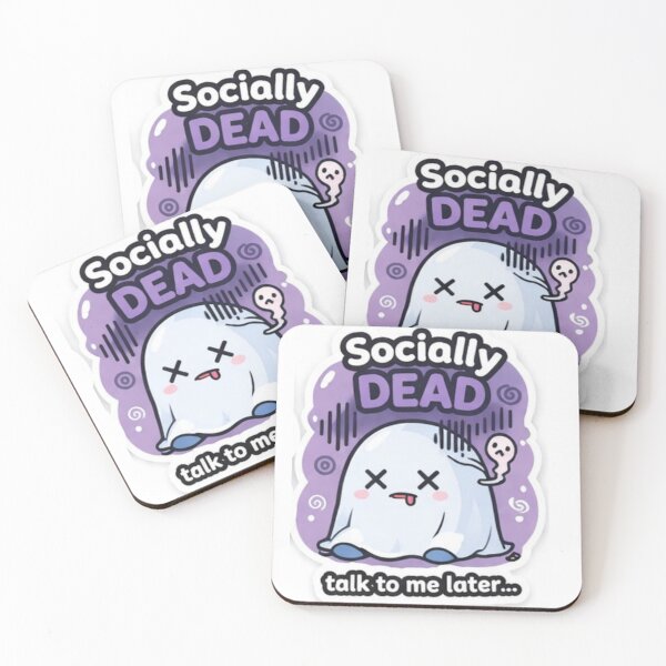 Item preview, Socially Dead Talk to Me Later Cute Ghost – Funny Introvert Sticker designed and sold by sumodesign.