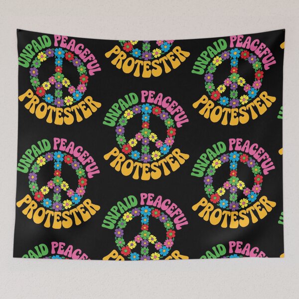 Item preview, Unpaid Peaceful Protester Peace Symbol Groovy Boho Flowers designed and sold by RDGNR.