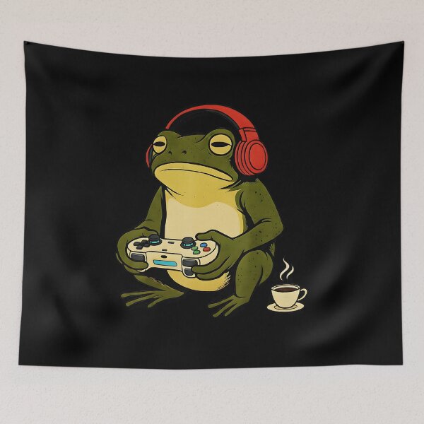 Item preview, Gamer Frog with Headphones Funny Vintage Style designed and sold by FGTV2021.