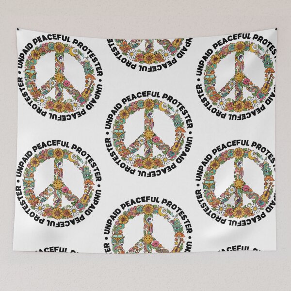 Item preview, Unpaid Peaceful Protester Peace Symbol Wildflowers Activism designed and sold by RDGNR.