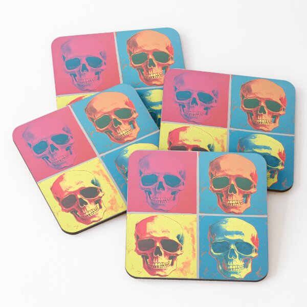 Item preview, Pop Art Skull Grid Sticker – Four Panel Colorful Skull Print designed and sold by ArtFireGallery.