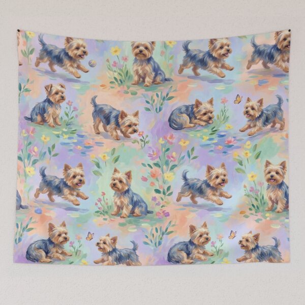 Item preview, Playful Yorkshire Terriers in Garden Yorkie designed and sold by Wags & Tails.