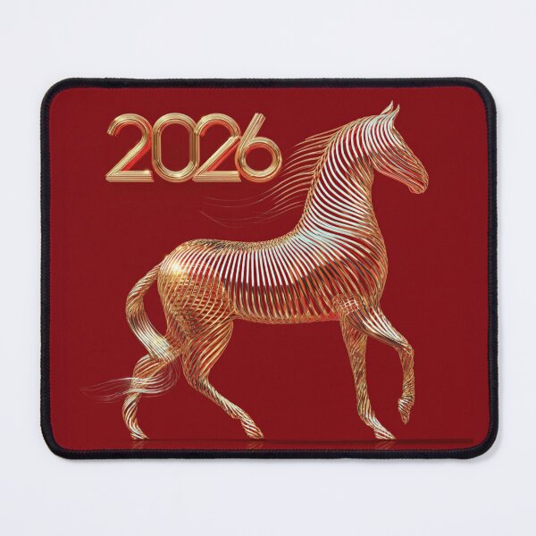 Item preview, Minimalistic 2026 Red Fire Horse Silhouette Lines Curvature designed and sold by GrinGalore.