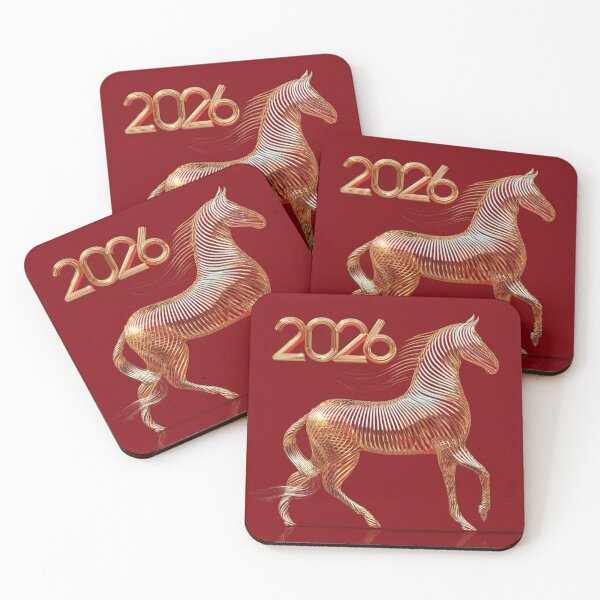 Item preview, Minimalistic 2026 Red Fire Horse Silhouette Lines Curvature designed and sold by GrinGalore.