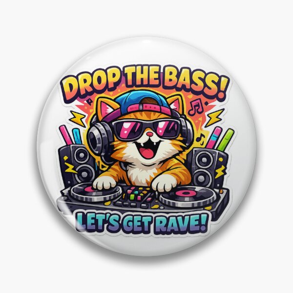 Item preview, Cat DJ at a rave: Bass attack! designed and sold by  ZenRave Designs.
