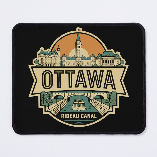 Item preview, Retro Ottawa Canada Skyline Rideau Canal Travel Badge designed and sold by Imaginationbeyond.