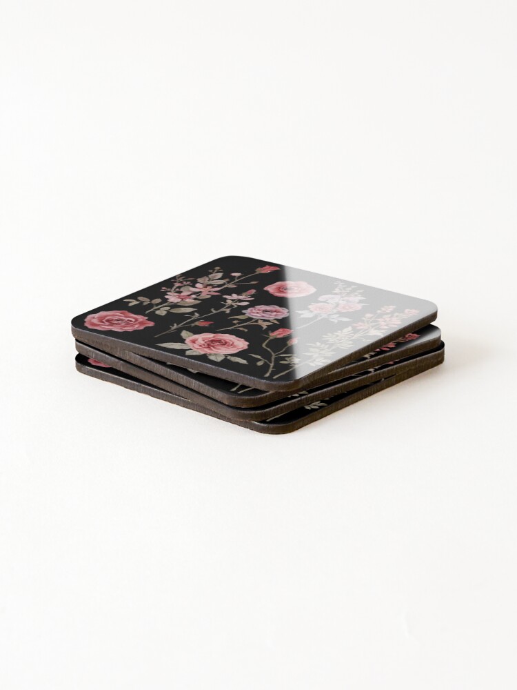 Thumbnail 4 of 5, Coasters (Set of 4), Pink Roses Set designed and sold by uunaa.