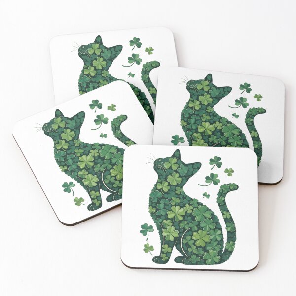 Item preview, St. Patrick's Day Cat Irish Shamrock Cat Lucky Shamrock Cat designed and sold by papertaless.
