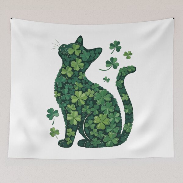 Item preview, St. Patrick's Day Cat Irish Shamrock Cat Lucky Shamrock Cat designed and sold by papertaless.