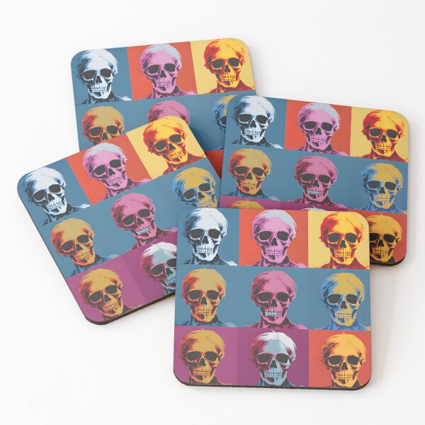 Item preview, Pop Art Skull Portrait Grid Sticker – Bold Colorful Multi Panel Skull Print designed and sold by ArtFireGallery.
