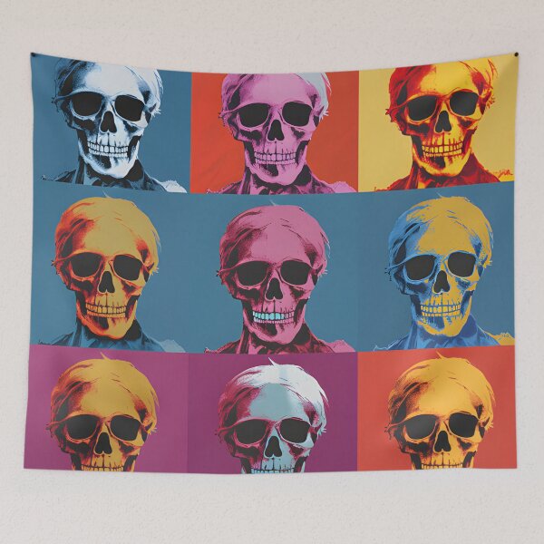 Item preview, Pop Art Skull Portrait Grid Sticker – Bold Colorful Multi Panel Skull Print designed and sold by ArtFireGallery.