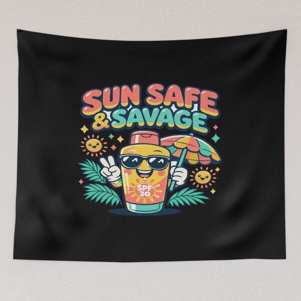 Item preview, Sun Safe & Savage Sunscreen Design • Cute Summer SPF Graphic • Fun Beach Aesthetic Illustration designed and sold by Bright Nest Studio.