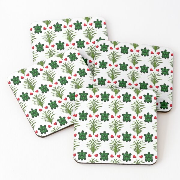 Item preview, Cute Turtle Pattern Aesthetic | Tropical Leaves Bubbles Hearts Seamless Design | Ocean Animal Art designed and sold by HopeAndHustle.