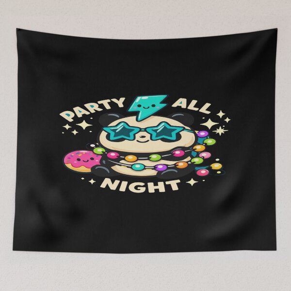 Item preview, Party All Night Panda • Cute Kawaii Party Animal • Fun Donut & Lights Cartoon Design designed and sold by Bright Nest Studio.