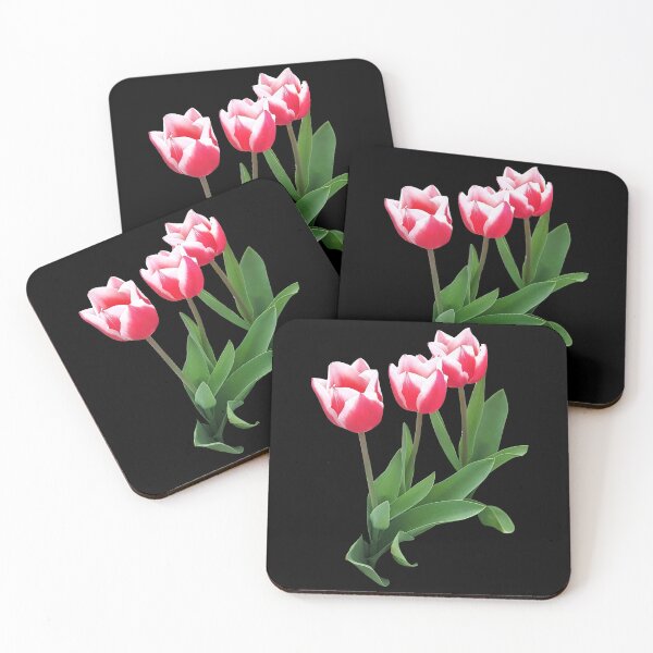 Item preview, Hot Vibrant Red White Kelly Triumph Tulips on Black Shapes Mania designed and sold by Shapes-Mania.