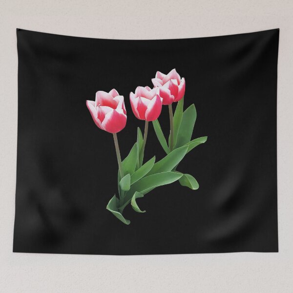 Item preview, Hot Vibrant Red White Kelly Triumph Tulips on Black Shapes Mania designed and sold by Shapes-Mania.