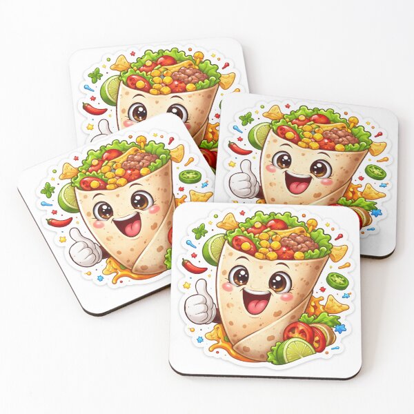 Aperçu de l'œuvre Autocollant mignon burrito kawaii pouce levé créée et vendue par Super beautiful art.