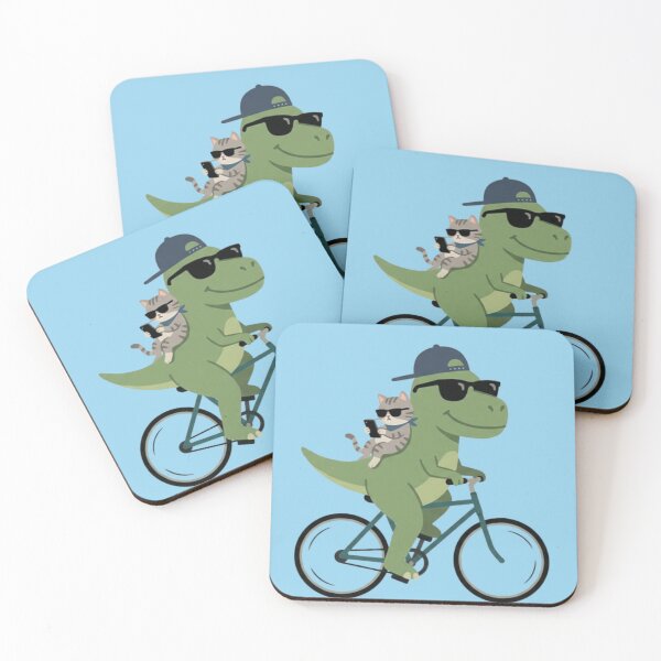 Item preview, Dinosaur & Cat Ride – Whimsical Bike Adventure designed and sold by Dogandesighn.
