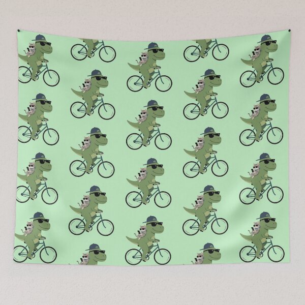 Item preview, Dinosaur & Cat Ride – Whimsical Bike Adventure designed and sold by Dogandesighn.