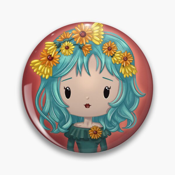 Item preview, October birth flower – Chibi girl with marigold | Cute illustration designed and sold by PiX by PE.