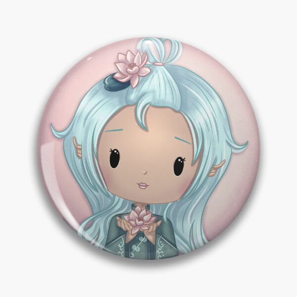 Item preview, July birth flower – Chibi girl with water lily | Cute illustration designed and sold by PiX by PE.