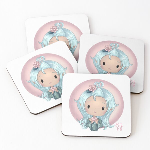 Item preview, July birth flower – Chibi girl with water lily | Cute illustration designed and sold by PiX by PE.