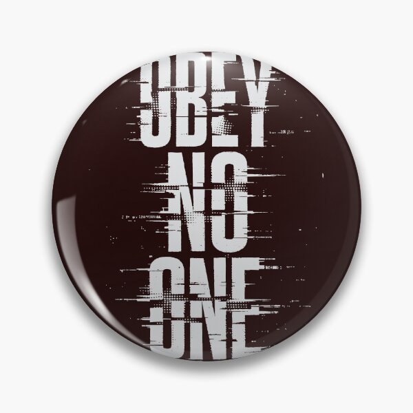 Item preview, Bold 'Obey No One' typography rendered with grunge halftone and glitch effects on a black background, evoking rebellion, anti-authority attitude, urban street art designed and sold by Dejbar.