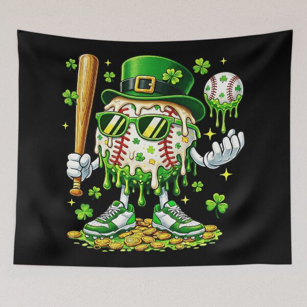 Item preview, St Patrick’s Day Baseball Ice Cream Drip Shamrock designed and sold by miaa-artistshop.