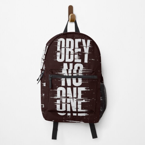 Item preview, Bold 'Obey No One' typography rendered with grunge halftone and glitch effects on a black background, evoking rebellion, anti-authority attitude, urban street art designed and sold by Dejbar.