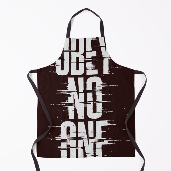 Item preview, Bold 'Obey No One' typography rendered with grunge halftone and glitch effects on a black background, evoking rebellion, anti-authority attitude, urban street art designed and sold by Dejbar.