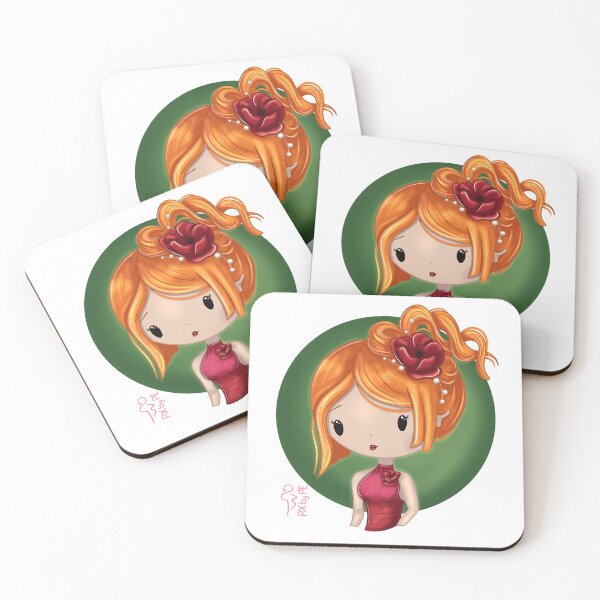 Item preview, August birth flower – Chibi girl with poppy | Sweet illustration designed and sold by PiX by PE.