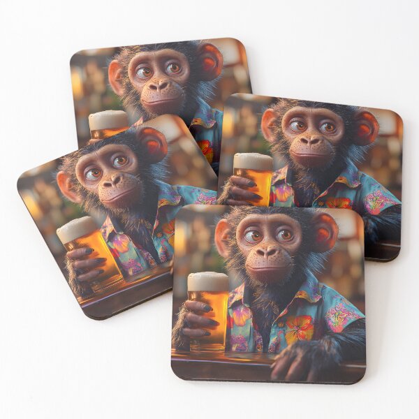 Item preview, Charming Monkey Enjoys a Cold Beer in al Bar designed and sold by Artessie.
