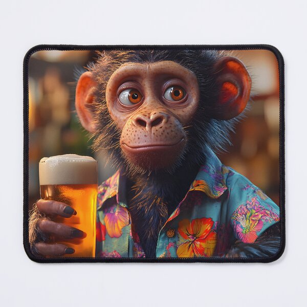 Item preview, Charming Monkey Enjoys a Cold Beer in al Bar designed and sold by Artessie.