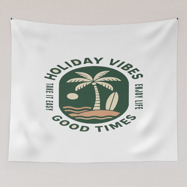 Item preview, Holiday Vibes Retro Beach Graphic • Palm Tree Surfboard Art • Relax & Enjoy Life Design designed and sold by Bright Nest Studio.