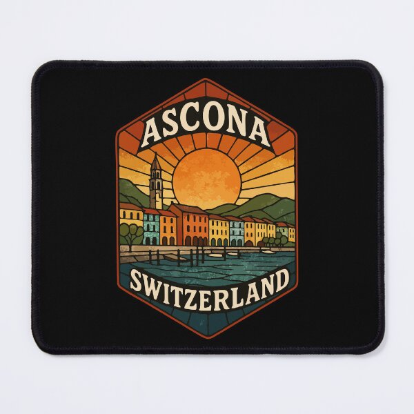 Item preview, Ascona Switzerland Retro Stained Glass Art Travel designed and sold by TomFrontierArt.