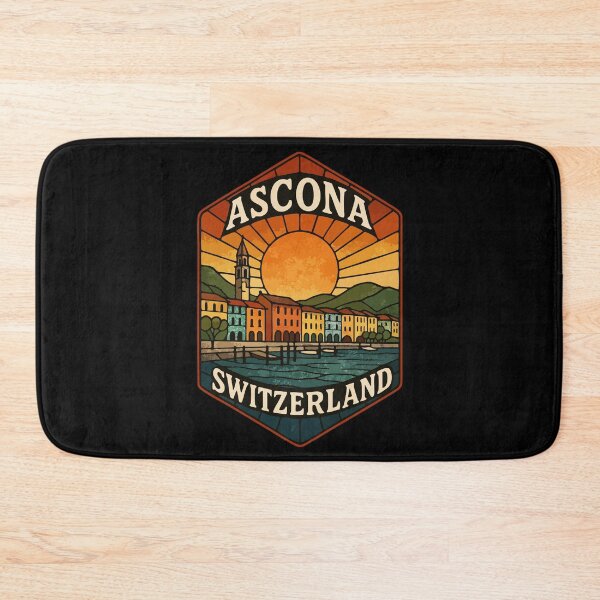 Item preview, Ascona Switzerland Retro Stained Glass Art Travel designed and sold by TomFrontierArt.