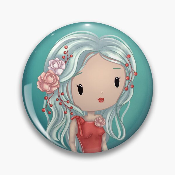 Item preview, November birth flower – Chibi girl with peony | Sweet illustration designed and sold by PiX by PE.