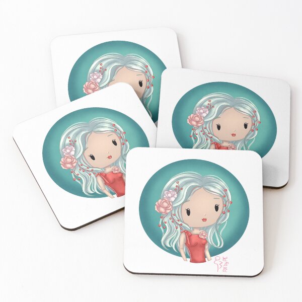 Item preview, November birth flower – Chibi girl with peony | Sweet illustration designed and sold by PiX by PE.