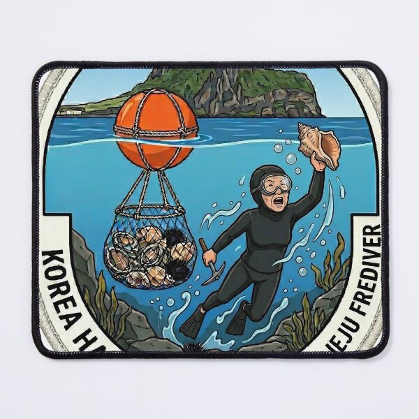 Item preview, Jeju Haenyeo Victory Shout - Dynamic Embroidered Patch Style designed and sold by KOREA-HAENAM.
