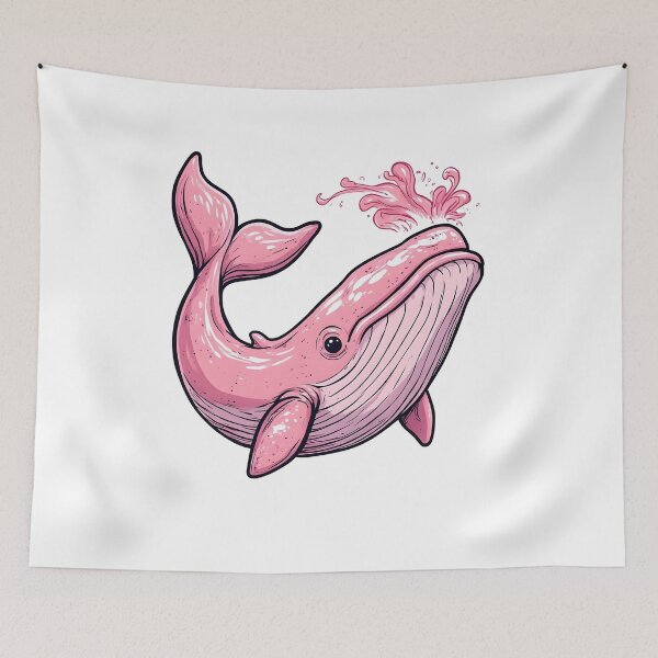 Item preview, Lindo dibujo animado de ballena rosa salpicando, diseño de animal marino kawaii designed and sold by Karolina’s Cozy Creations.