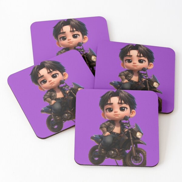 Item preview, Chibi Biker Boy Aesthetic - Cute korean Inspired Idol Motorcycle Art designed and sold by RADesignHub.