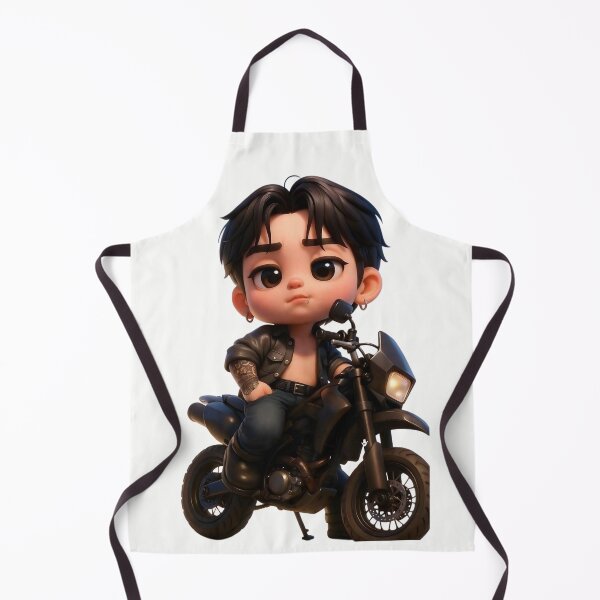 Item preview, Chibi Biker Boy Aesthetic - Cute korean Inspired Idol Motorcycle Art designed and sold by RADesignHub.