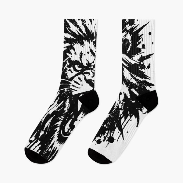 Item preview, Bold black and white illustration of a fierce roaring lion head with grunge distressed texture, designed and sold by Dejbar.