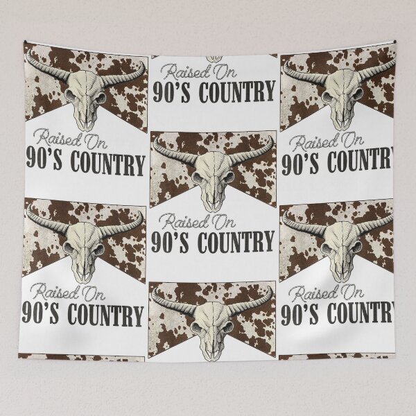 Item preview, Raised On 90s Country Western Bull Skull Music Lover designed and sold by RDGNR.