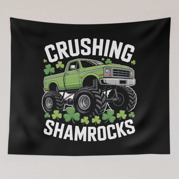 Item preview, St Patrick's Day Monster Truck crushing Shamrocks designed and sold by Formatage.