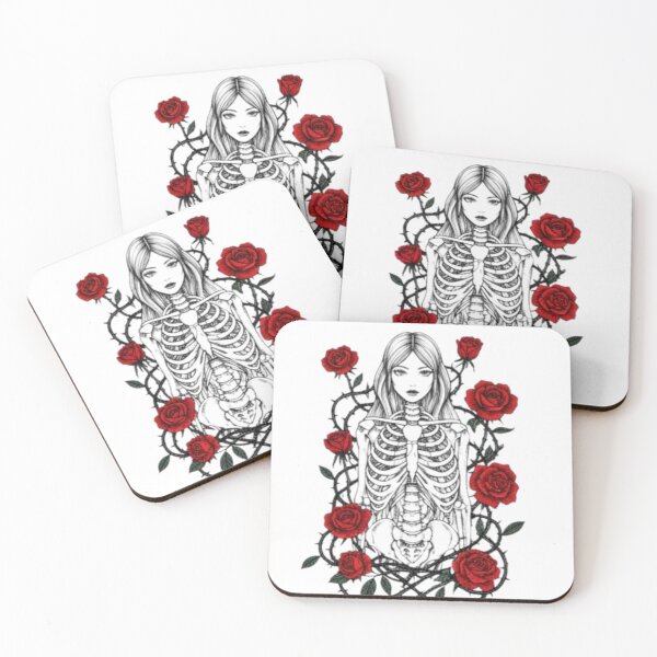 Item preview, Stewart Peace Gothic Skeleton Woman with Red Roses and Thorns designed and sold by UrbanThreat.