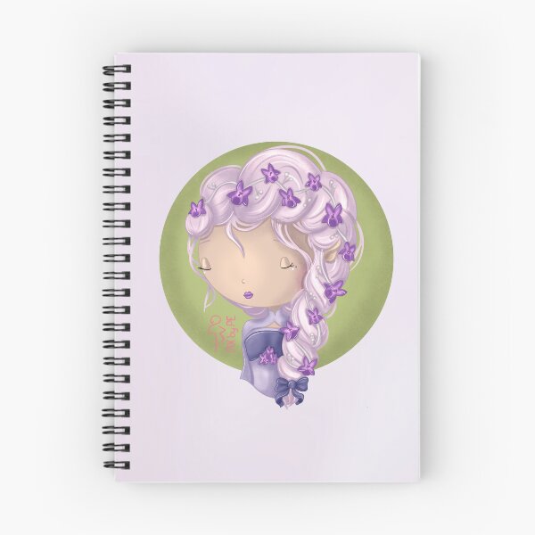 Item preview, February birth flower – Chibi girl with violets | Cute illustration designed and sold by PiX by PE.