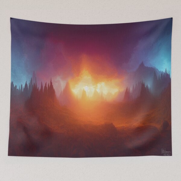 Item preview, Surreal firescape full of light and color – Dramatic Fantasy Worldscape designed and sold by FotoworldEdel.